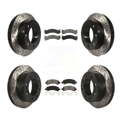 Drill Slot Disc Brake Rotor Semi-Metallic Pad Front Rear Kit For GMC Savana 2500