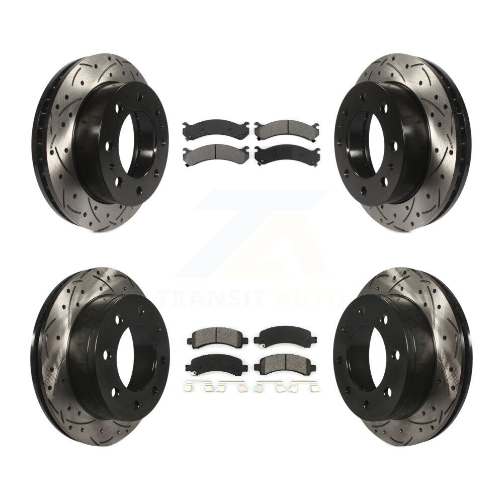 Drilled Slot Brake Rotors Semi-Metallic Pad Front Rear Kit For Chevrolet Express