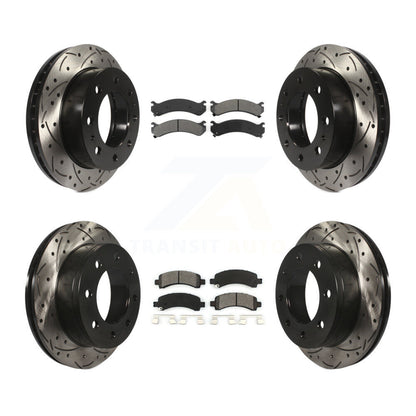 Drilled Slot Brake Rotors Semi-Metallic Pad Front Rear Kit For Chevrolet Express