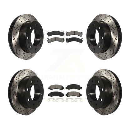 Drilled Slot Brake Rotors Semi-Metallic Pad Front Rear Kit For Chevrolet Express