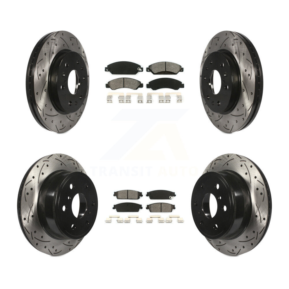 Drill Slot Brake Rotors Semi-Metallic Pad Front Rear Kit For Chevrolet Avalanche