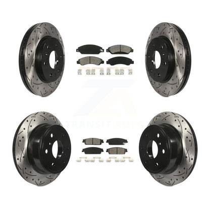 Drill Slot Brake Rotors Semi-Metallic Pad Front Rear Kit For Chevrolet Avalanche