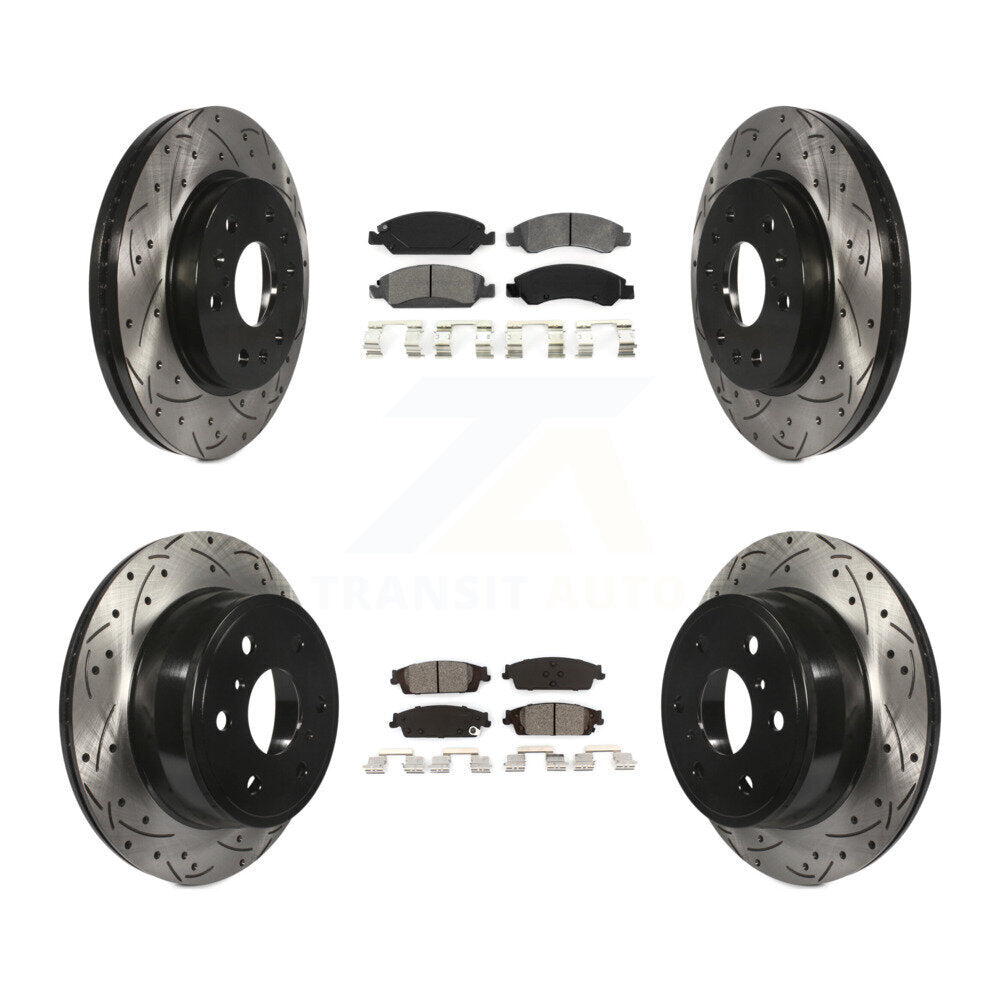 Drilled Slot Brake Rotor Semi-Metallic Pad Front Rear Kit For GMC Sierra 1500 XL