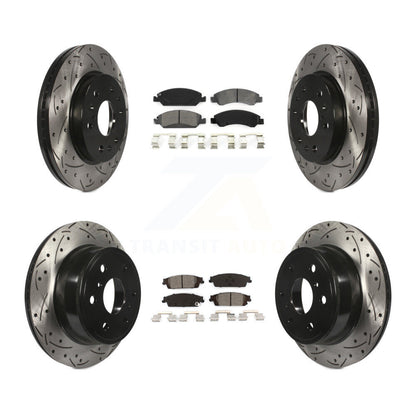 Drilled Slot Brake Rotor Semi-Metallic Pad Front Rear Kit For GMC Sierra 1500 XL