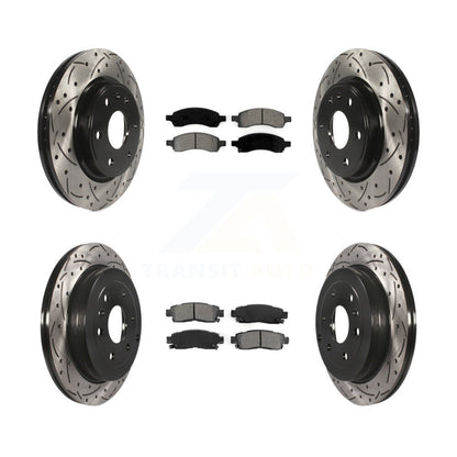 Drilled Slot Brake Rotor & Semi-Metallic Pad Front Rear Kit For GMC Acadia Buick