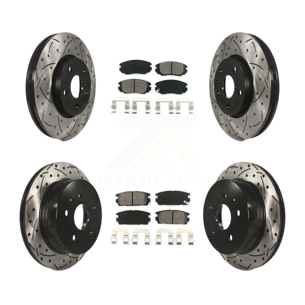 Drilled Slot Brake Rotors Semi-Metallic Pad Front Rear Kit For Chevrolet Equinox