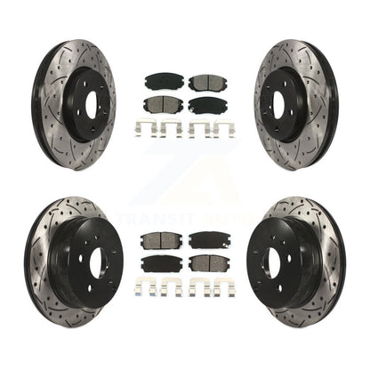 Drilled Slot Brake Rotors Semi-Metallic Pad Front Rear Kit For Chevrolet Equinox