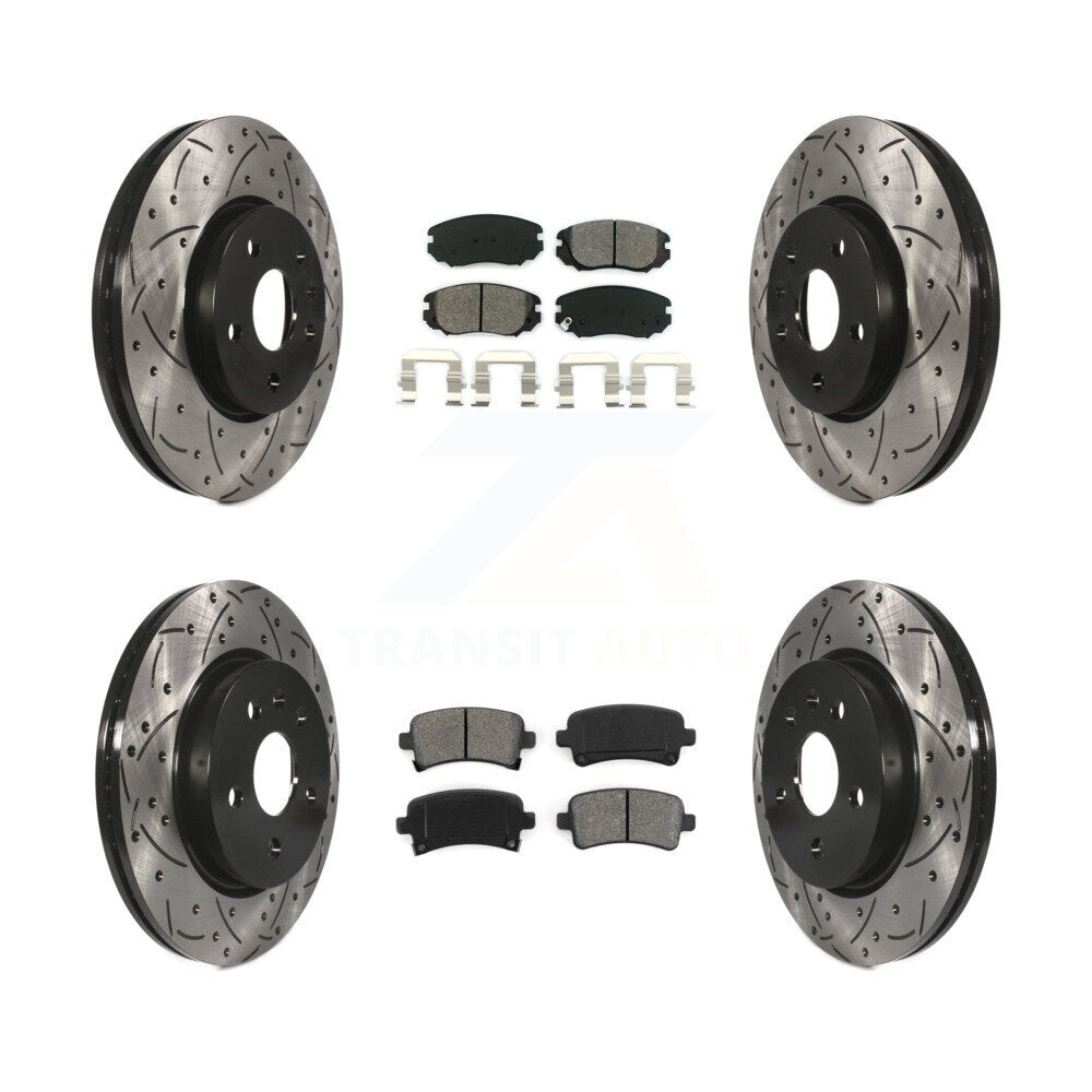 Drilled Slot Brake Rotor & Semi-Metallic Pad Front Rear Kit For Chevrolet Malibu