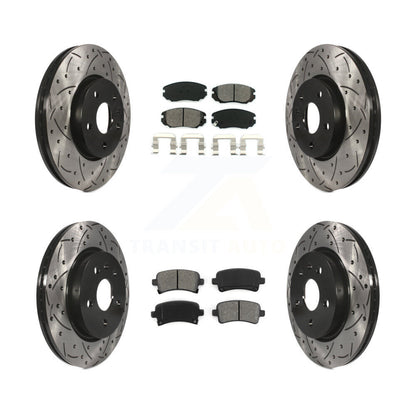 Drilled Slot Brake Rotor & Semi-Metallic Pad Front Rear Kit For Chevrolet Malibu
