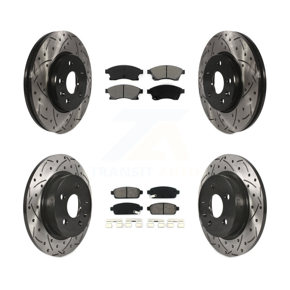 Drill Slot Disc Brake Rotor Semi-Metallic Pad Front Rear Kit For Chevrolet Cruze