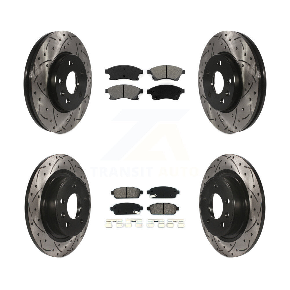 Drill Slot Disc Brake Rotor Semi-Metallic Pad Front Rear Kit For Chevrolet Cruze