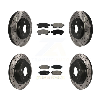 Drill Slot Disc Brake Rotor Semi-Metallic Pad Front Rear Kit For Chevrolet Cruze