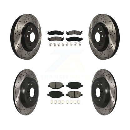 Drill Slot Disc Brake Rotor Semi-Metallic Pad Front Rear Kit For Ford Taurus SHO
