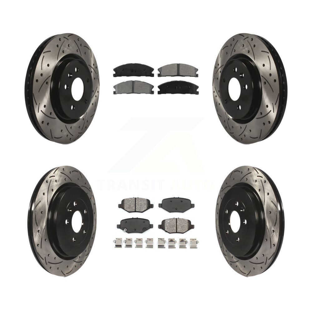 Drill Slot Brake Rotors Semi-Metallic Pad Front Rear Kit For Ford Explorer Sport