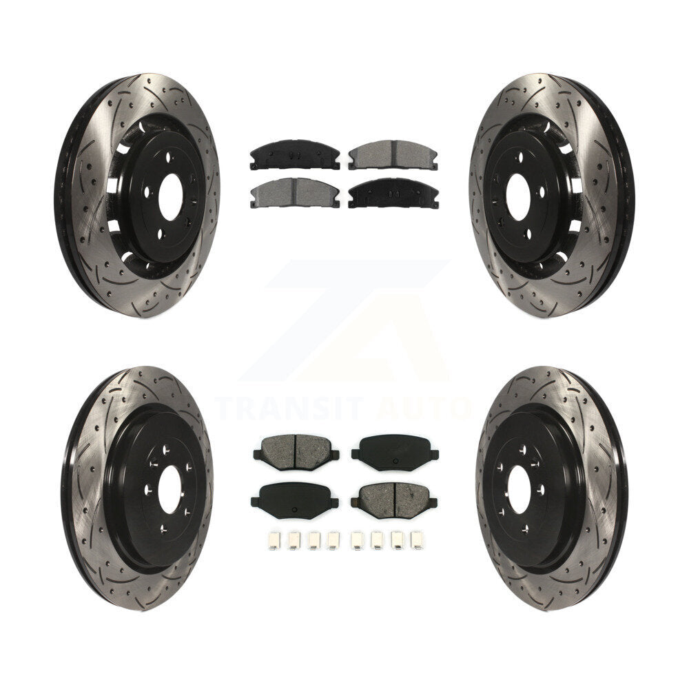 Drill Slot Brake Rotor Semi-Metallic Pad Front Rear Kit For Ford Explorer Police