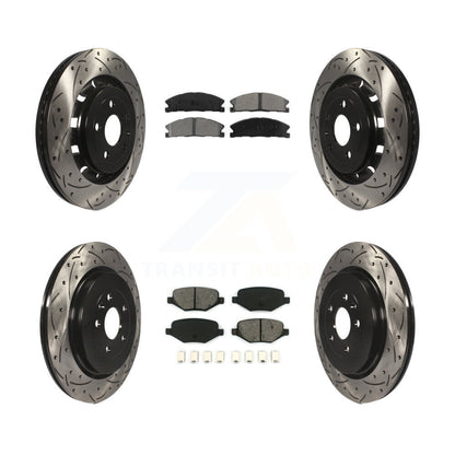 Drill Slot Brake Rotor Semi-Metallic Pad Front Rear Kit For Ford Explorer Police