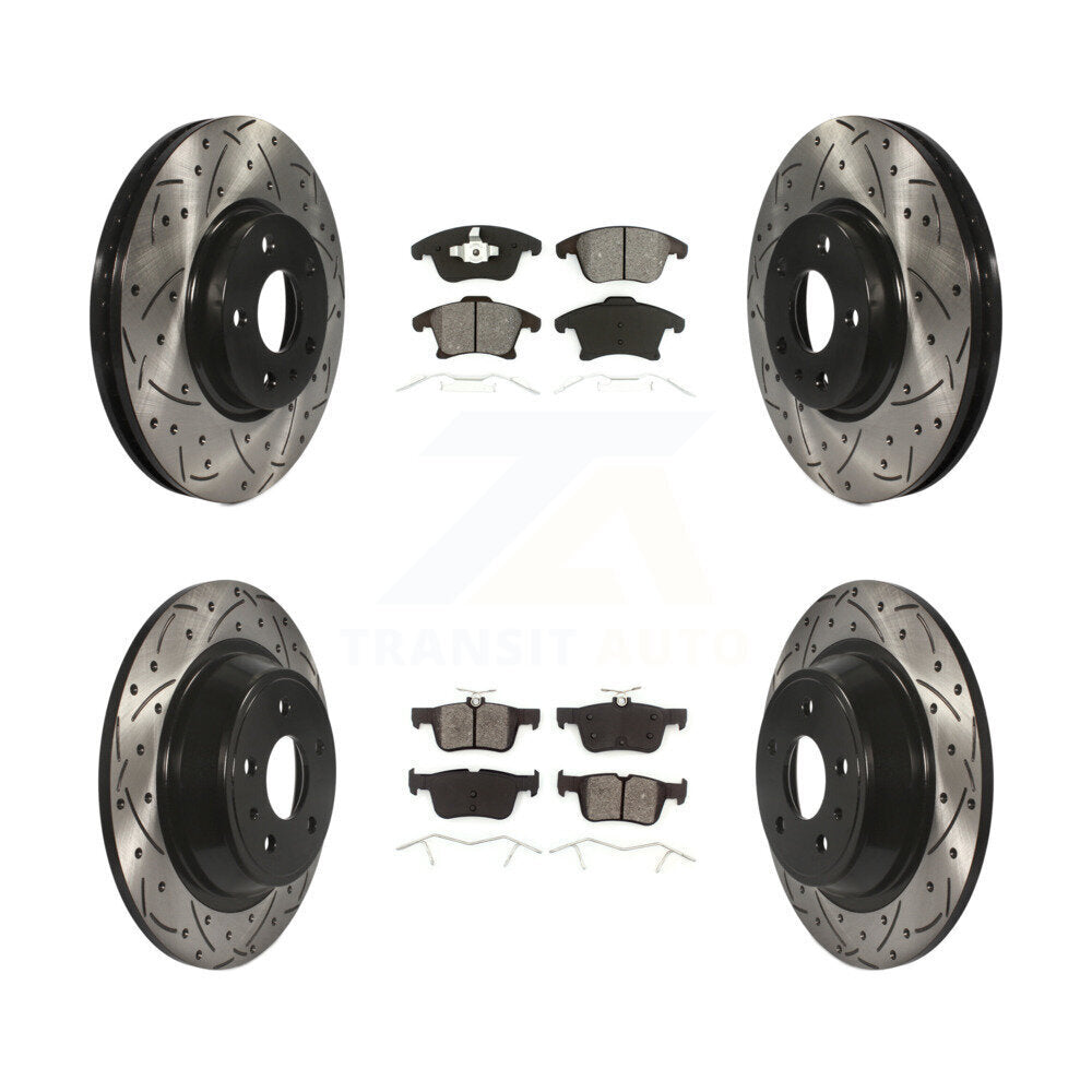 Drill Slot Brake Rotors Semi-Metallic Pad Front Rear Kit For Ford Fusion Lincoln