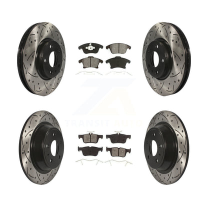 Drill Slot Brake Rotors Semi-Metallic Pad Front Rear Kit For Ford Fusion Lincoln