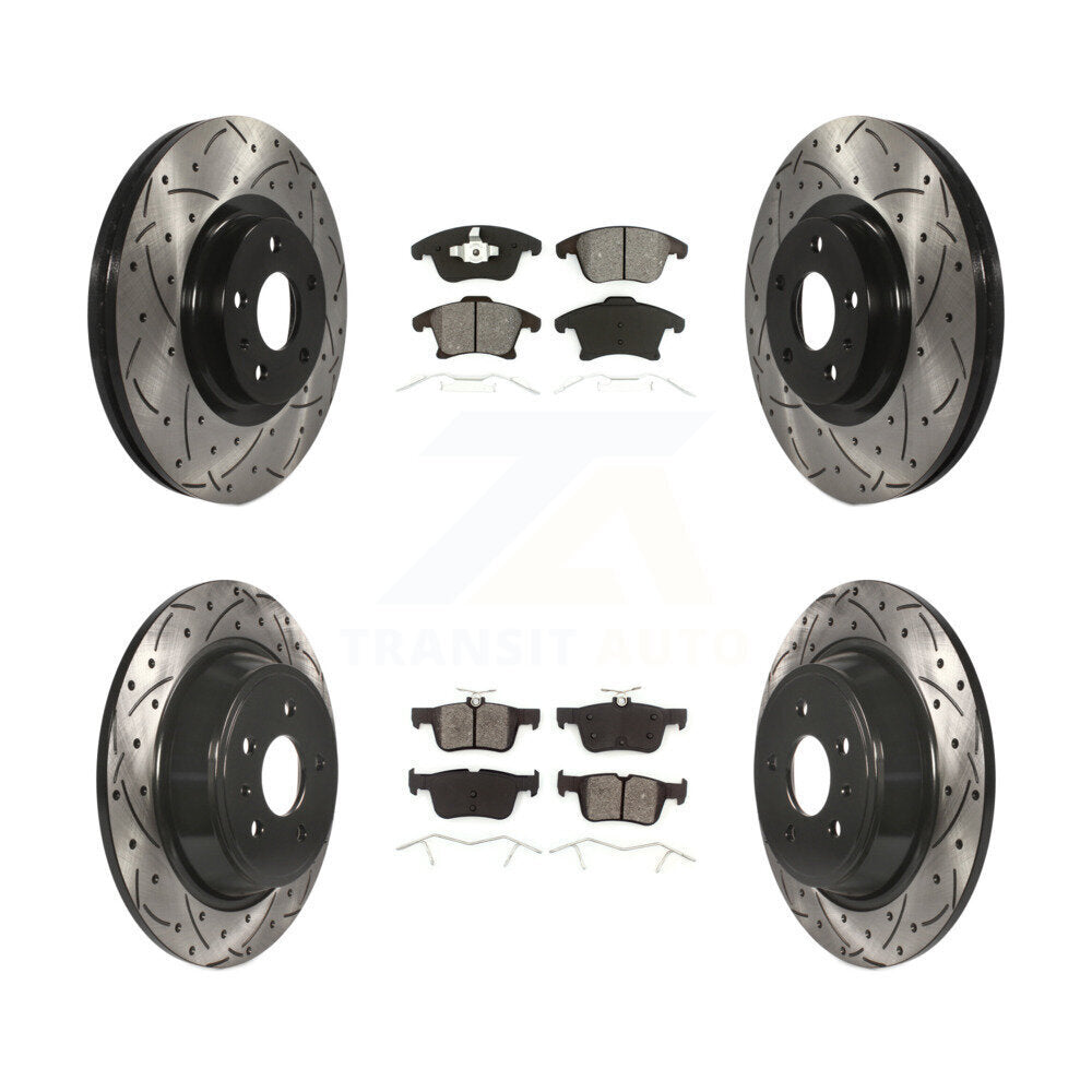 Drill Slot Brake Rotors Semi-Metallic Pad Front Rear Kit For Ford Fusion Lincoln