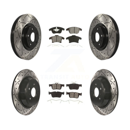 Drill Slot Brake Rotors Semi-Metallic Pad Front Rear Kit For Ford Fusion Lincoln