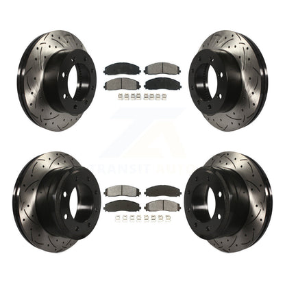 Drill Slot Brake Rotor Semi-Metallic Pad Front Rear Kit For Ford F-250 Super 4WD
