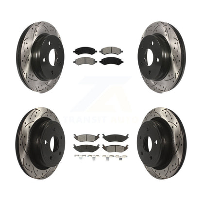 Drilled Slot Brake Rotor & Semi-Metallic Pad Front Rear Kit For Ram 1500 Classic