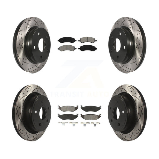 Drilled Slot Brake Rotor & Semi-Metallic Pad Front Rear Kit For Ram 1500 Classic
