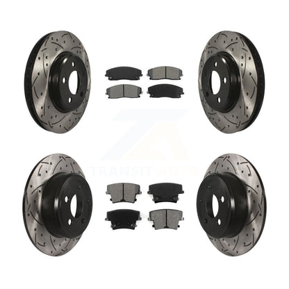 Drilled Slot Brake Rotors Semi-Metallic Pad Front Rear Kit For Dodge Charger 300