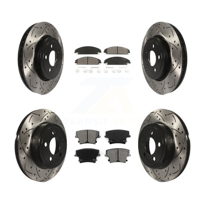 Drilled Slot Brake Rotors Semi-Metallic Pad Front Rear Kit For Dodge Charger 300