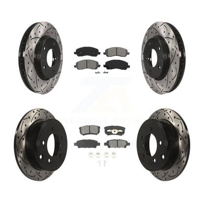 Drilled Slot Brake Rotors Semi-Metallic Pad Front Rear Kit For Mitsubishi Lancer