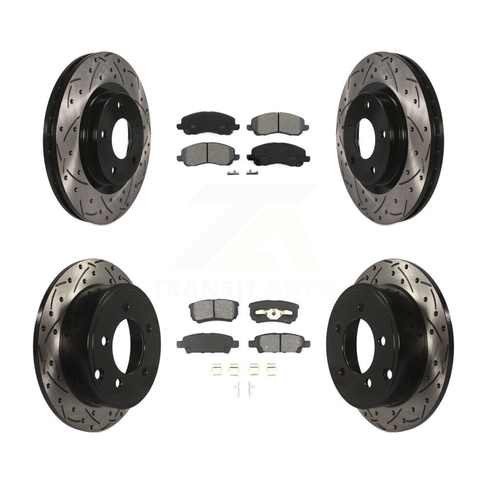 Drill Slot Brake Rotor Semi-Metallic Pad Front Rear Kit For Jeep Patriot Compass