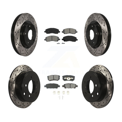 Drill Slot Brake Rotor Semi-Metallic Pad Front Rear Kit For Jeep Patriot Compass