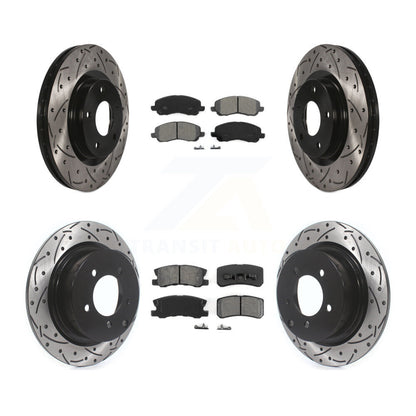 Drill Slot Brake Rotors Semi-Metallic Pad Front Rear Kit For Jeep Mitsubishi RVR