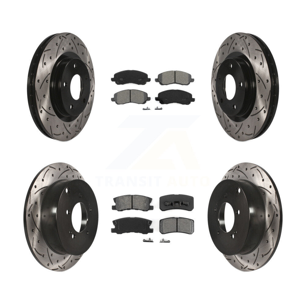 Drill Slot Brake Rotor Semi-Metallic Pad Front Rear Kit For Mitsubishi Outlander
