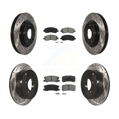 Drill Slot Brake Rotor Semi-Metallic Pad Front Rear Kit For Mitsubishi Outlander