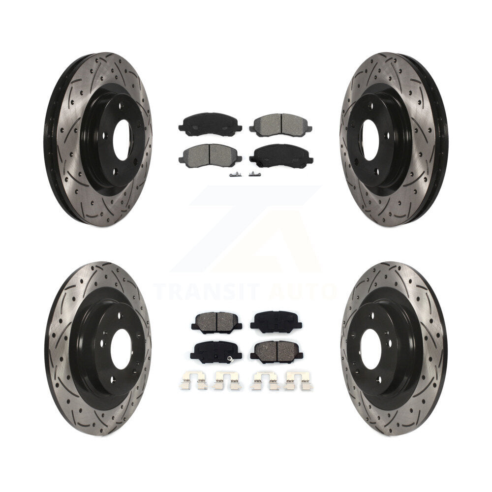 Drill Slot Brake Rotor Semi-Metallic Pad Front Rear Kit For Mitsubishi RVR Sport