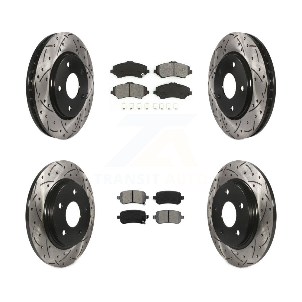 Drill Slot Brake Rotors Semi-Metallic Pad Front Rear Kit For Dodge Grand Caravan