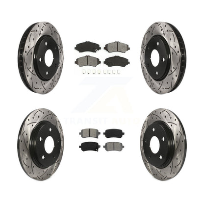 Drill Slot Brake Rotors Semi-Metallic Pad Front Rear Kit For Dodge Grand Caravan