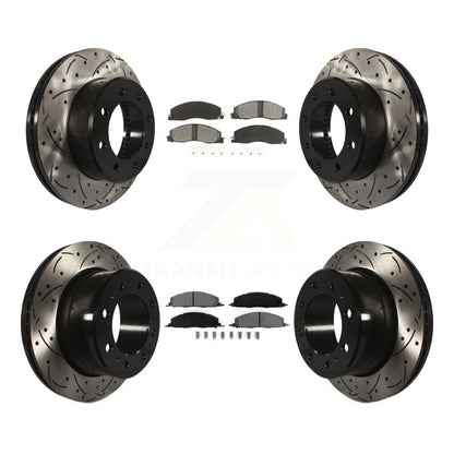 Drilled Slot Brake Rotor Semi-Metallic Pad Front Rear Kit For Ram 3500 2500 1500