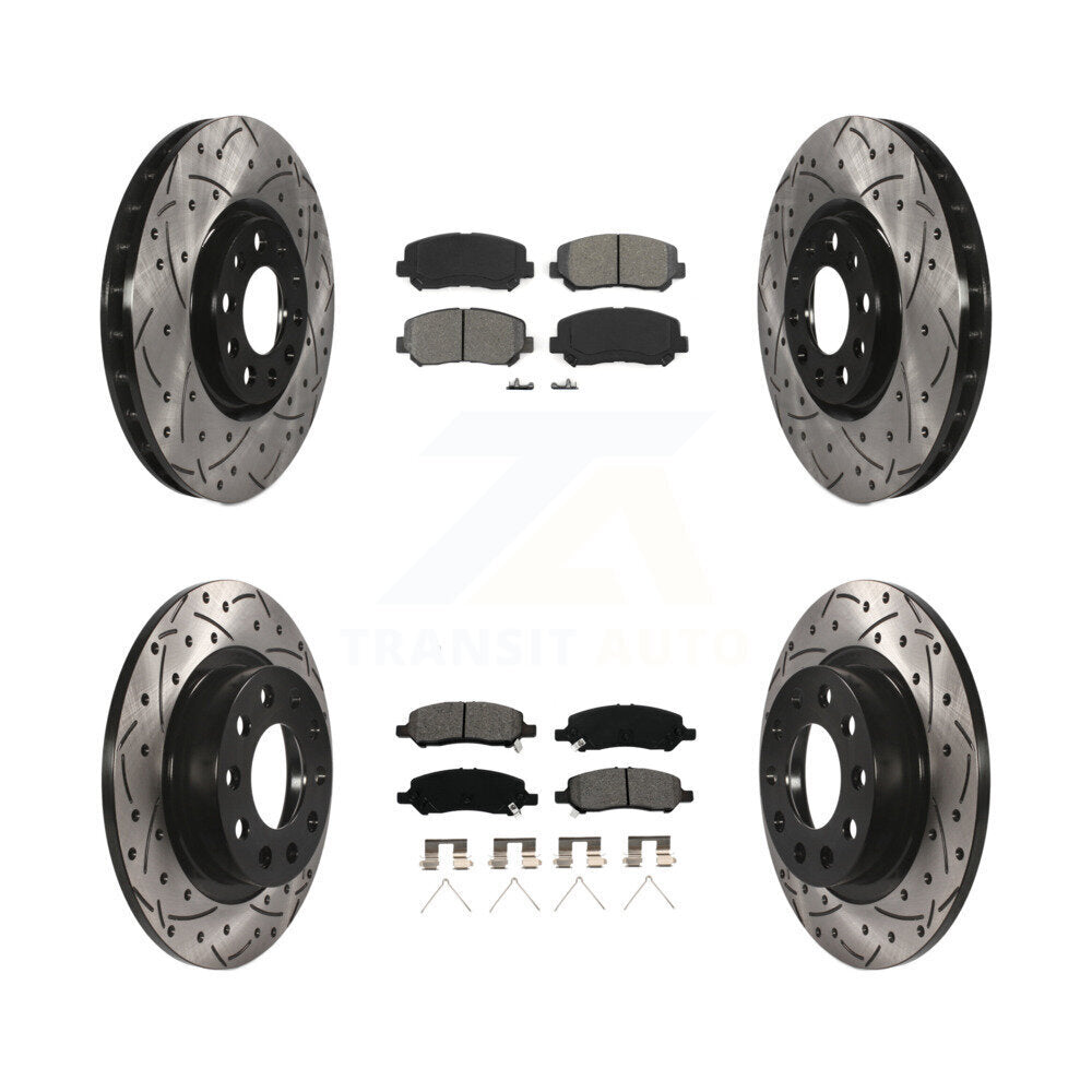 Drill Slot Brake Rotor Semi-Metallic Pad Front Rear Kit For 2013-2016 Dodge Dart