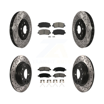 Drill Slot Brake Rotor Semi-Metallic Pad Front Rear Kit For 2013-2016 Dodge Dart