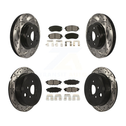 Drill Slot Disc Brake Rotors Semi-Metallic Pad Front Rear Kit For Subaru Impreza