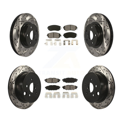 Drill Slot Disc Brake Rotors Semi-Metallic Pad Front Rear Kit For Subaru Impreza