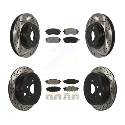 Drill Slot Disc Brake Rotors Semi-Metallic Pad Front Rear Kit For Subaru Impreza
