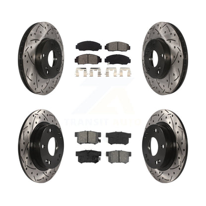 Coat Drill Slot Disc Brake Rotors Semi-Metallic Pad Front Rear Kit For Acura CSX