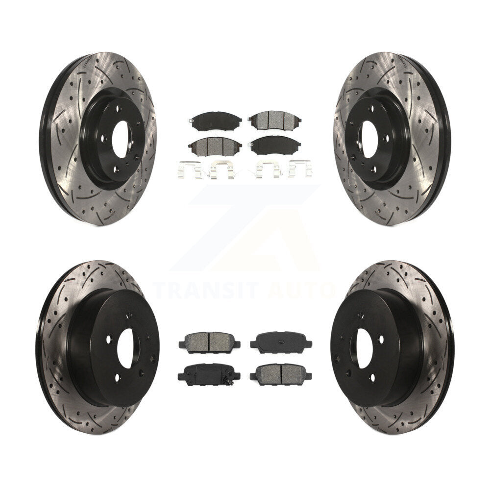 Drilled Slot Brake Rotor Semi-Metallic Pad Front Rear Kit For Nissan Murano QX70