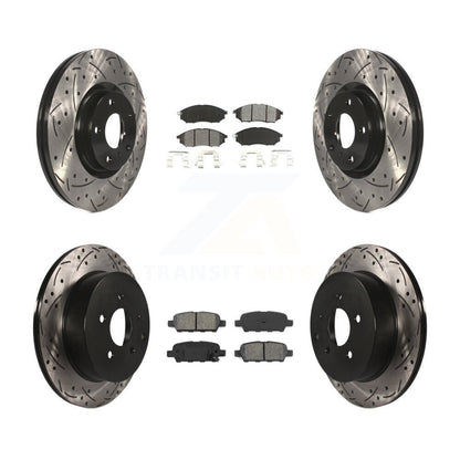 Drilled Slot Brake Rotor Semi-Metallic Pad Front Rear Kit For Nissan Murano QX70