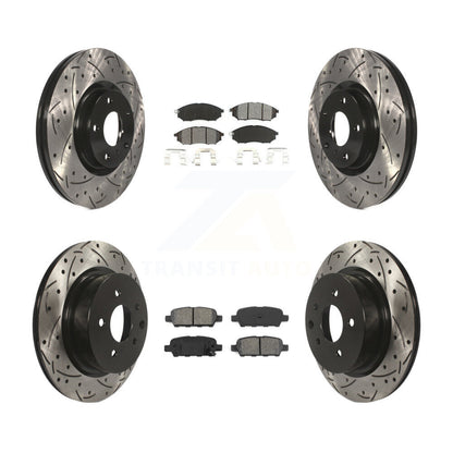 Drilled Slot Brake Rotors Semi-Metallic Pad Front Rear Kit For INFINITI G37 EX35