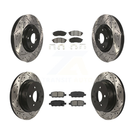 Drilled Slot Brake Rotors Semi-Metallic Pad Front Rear Kit For INFINITI G37 EX35