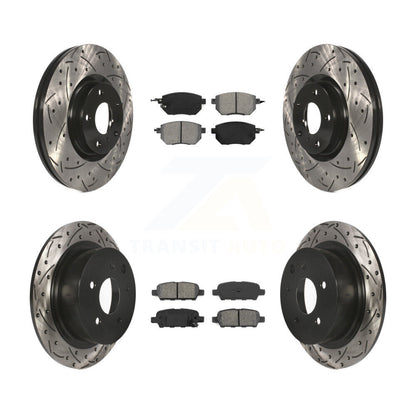 Drill Slot Brake Rotor Semi-Metallic Pad Front Rear Kit For Nissan Altima Maxima